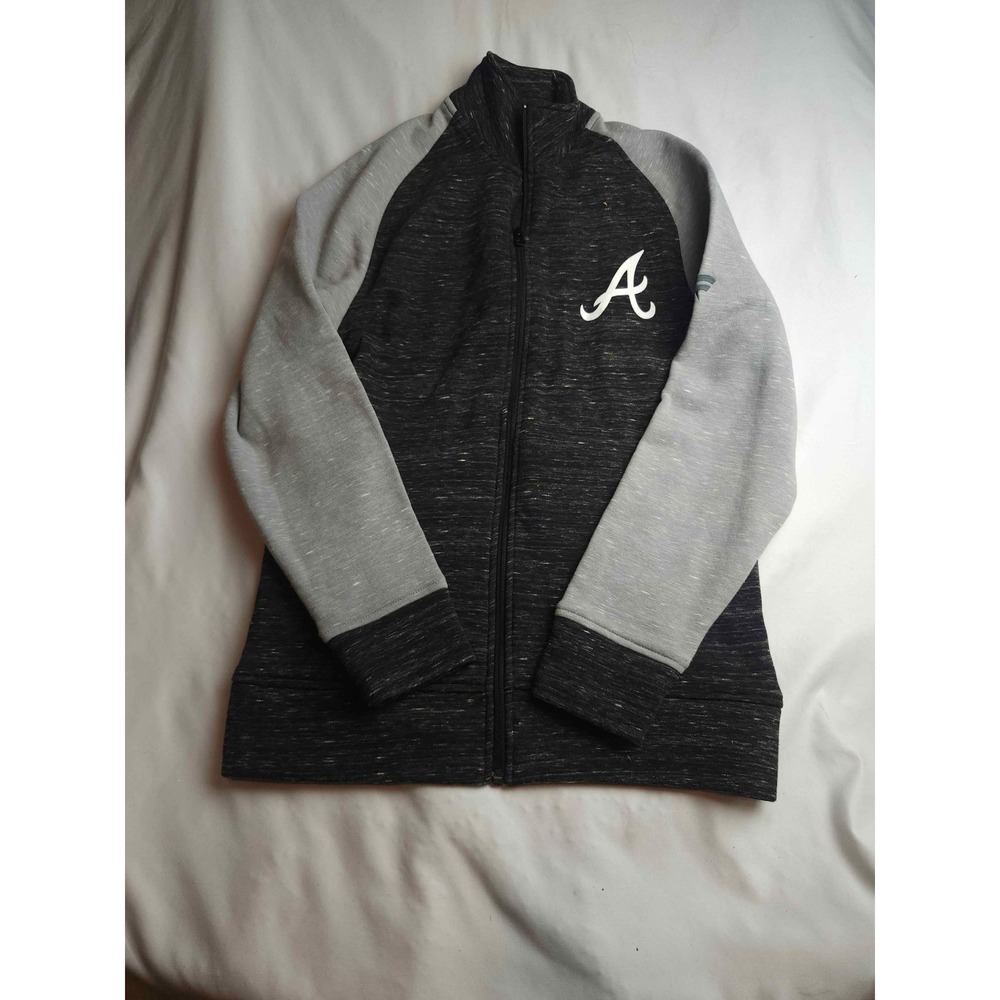 Fanatics Atlanta Braves Womens Small Full Zip Space Dye Track Jacket Charcoal